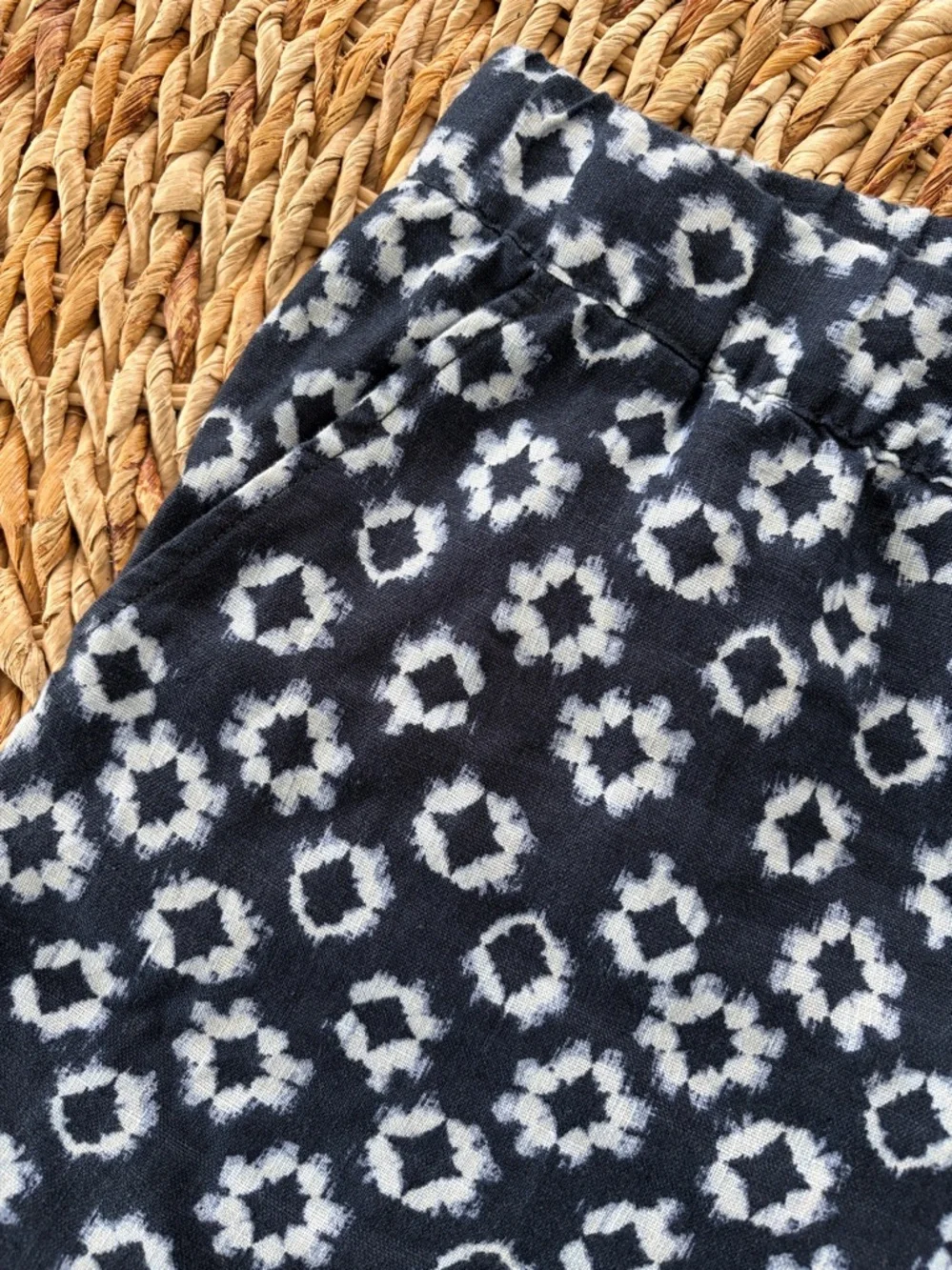 Garnet Hill Linen Floral Ikat Print Wide Leg Crop - Picture 7 of 12